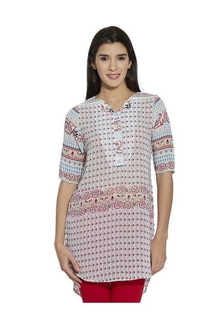 109 f white printed tunic