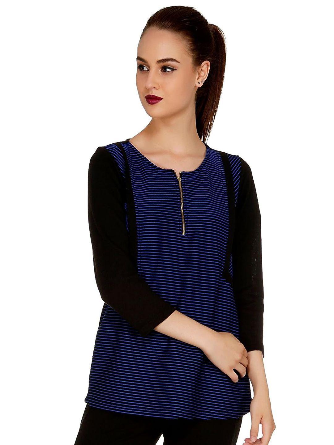 109f horizontal stripes round neck regular top