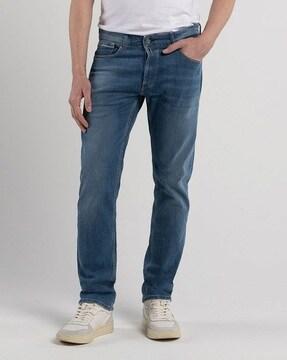 11 oz mid-wash straight fit jeans