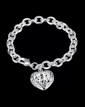 11199b heart charm link bracelet