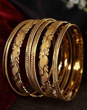 11714b set of 6 traditional gold-plated bangles