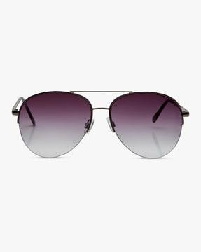 12018 uv-protected half-rim aviator sunglasses