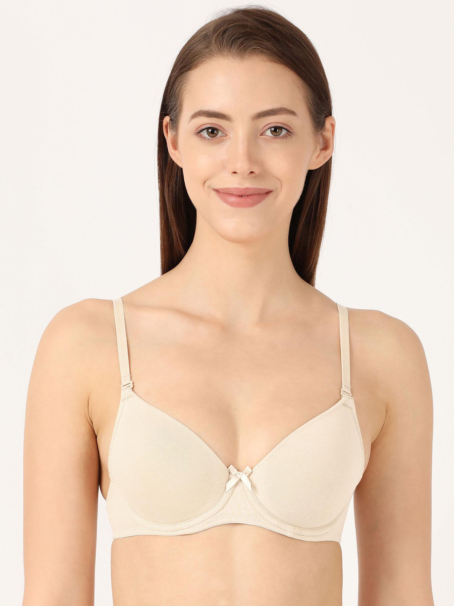 1245 under-wired padded cotton elastane multiway styling t-shirt bra - birch