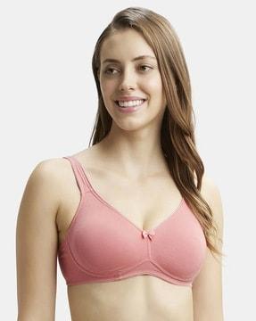 1250 wirefree non-padded super combed cotton elastane stretch full coverage everyday bra with contoured shaper panel and adjustable straps