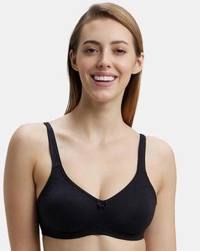 1250 wirefree non-padded super combed cotton elastane stretch full coverage everyday bra with contoured shaper panel and adjustable straps