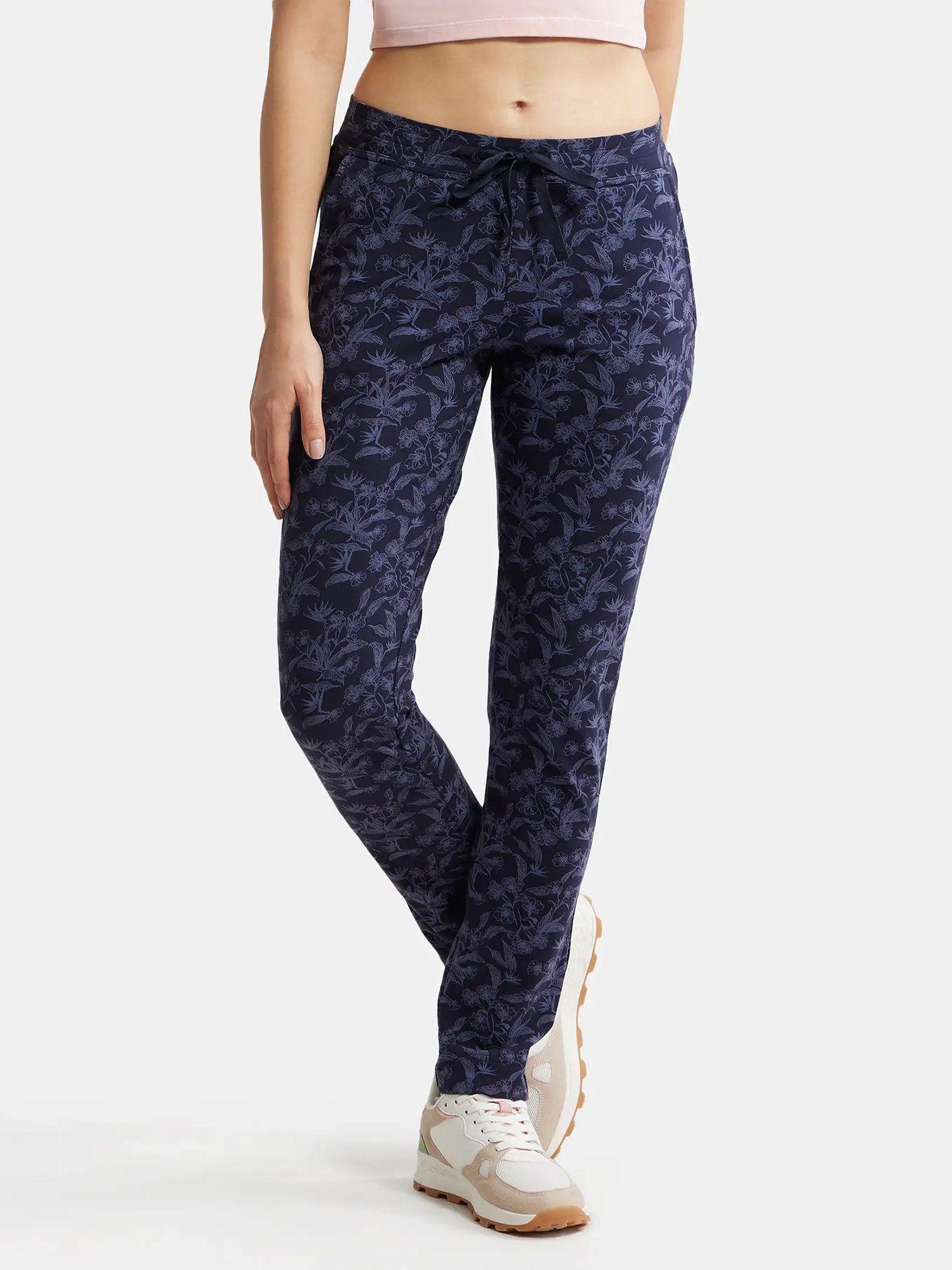 1301 women's cotton elastane trackpants with convenient side pockets navy blue