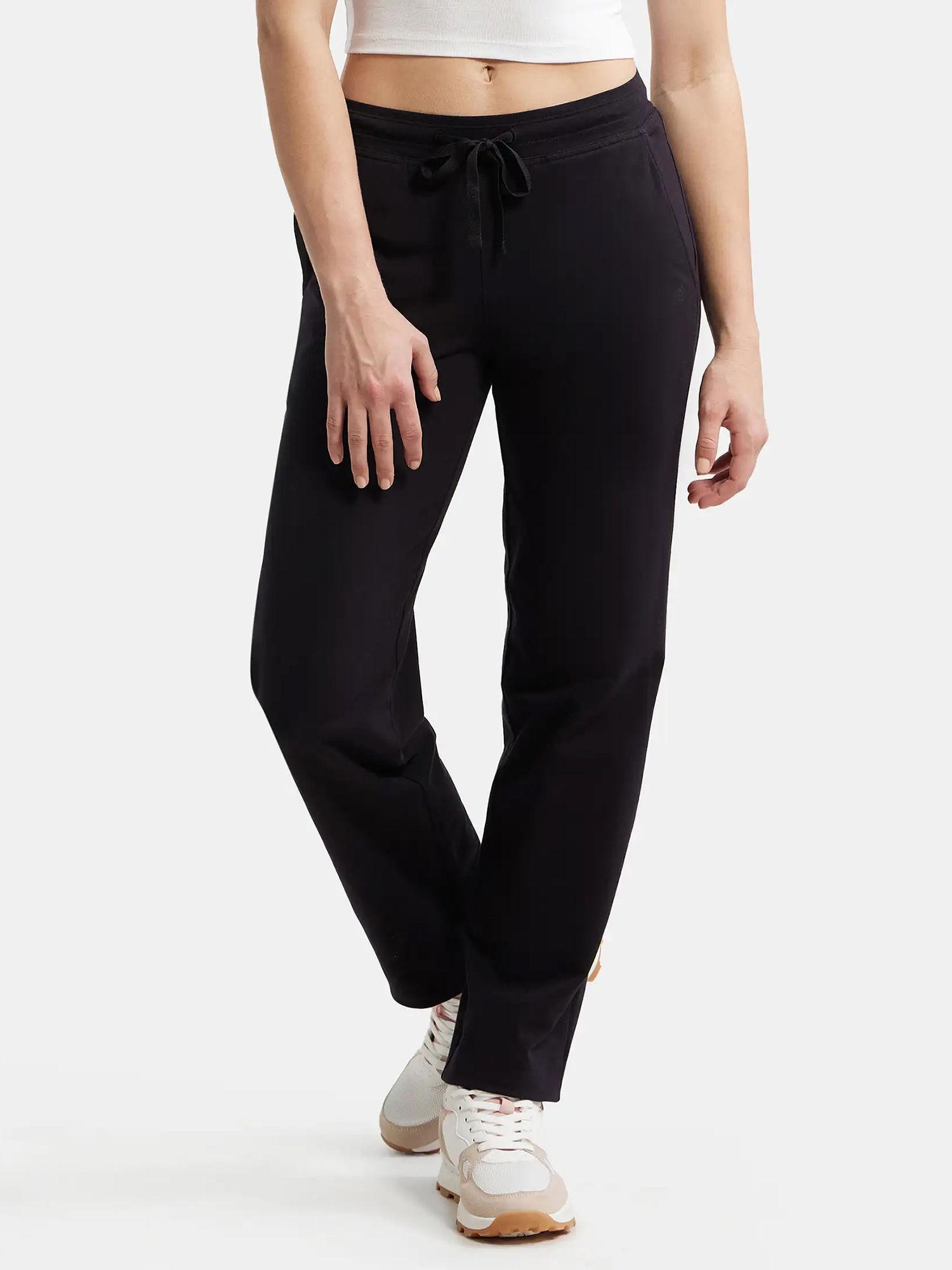 1302 women's cotton elastane trackpants with convenient side pockets black