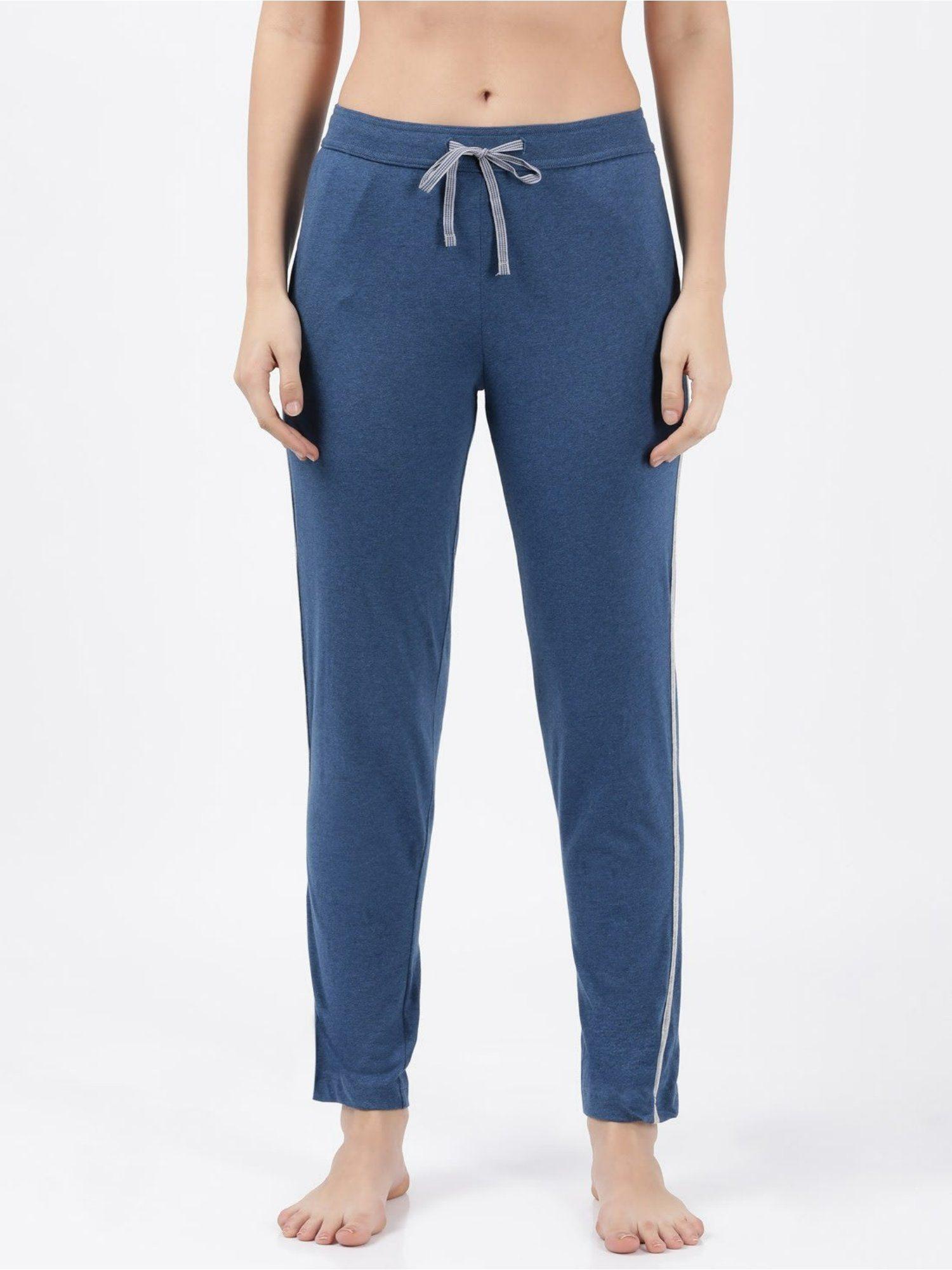 1305 women's cotton rich trackpants with convenient side pockets blue