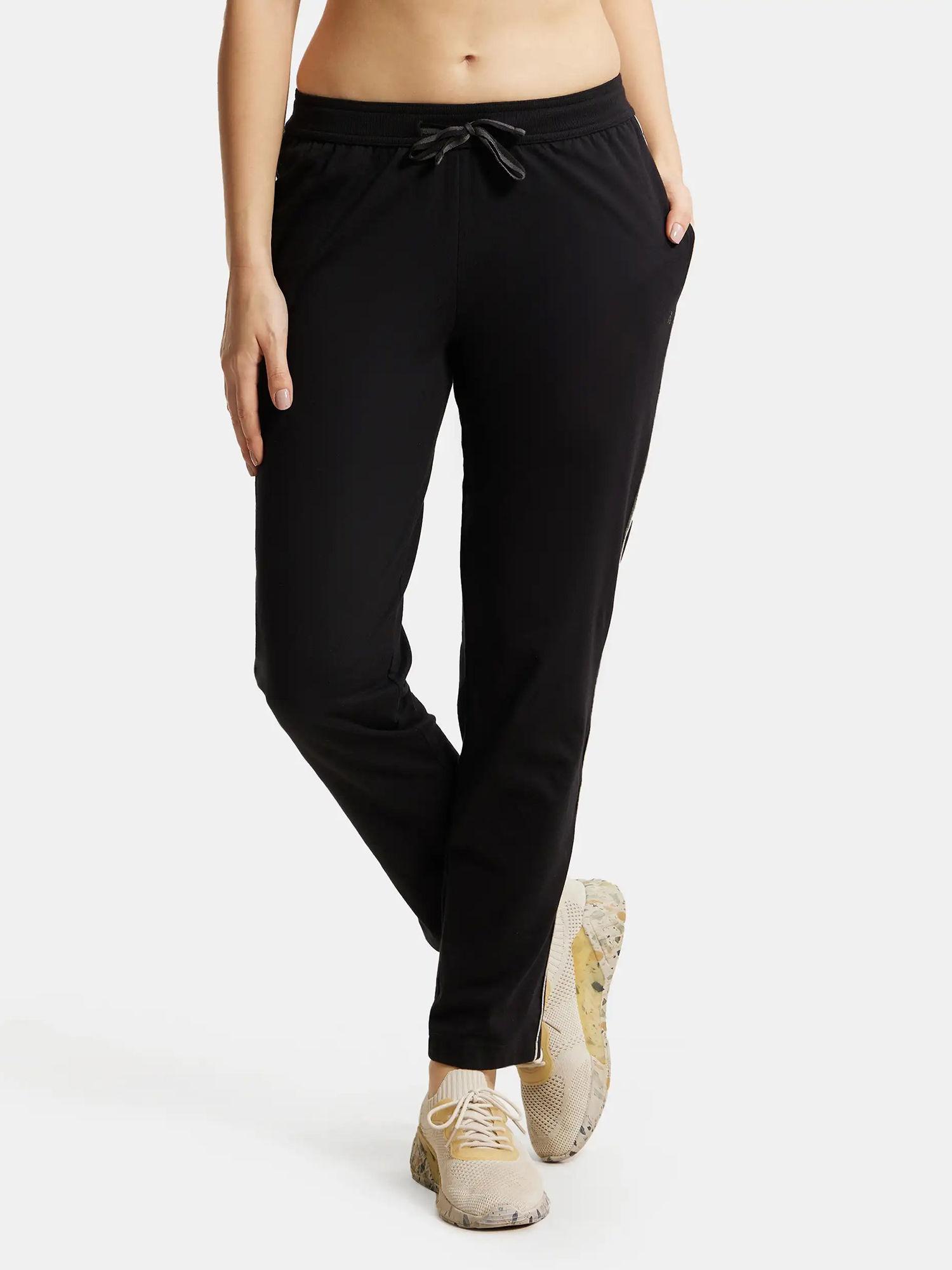 1305 women's cotton rich trackpants with convenient side pockets black
