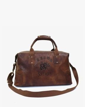 14" vintage voyageur leather duffle bag