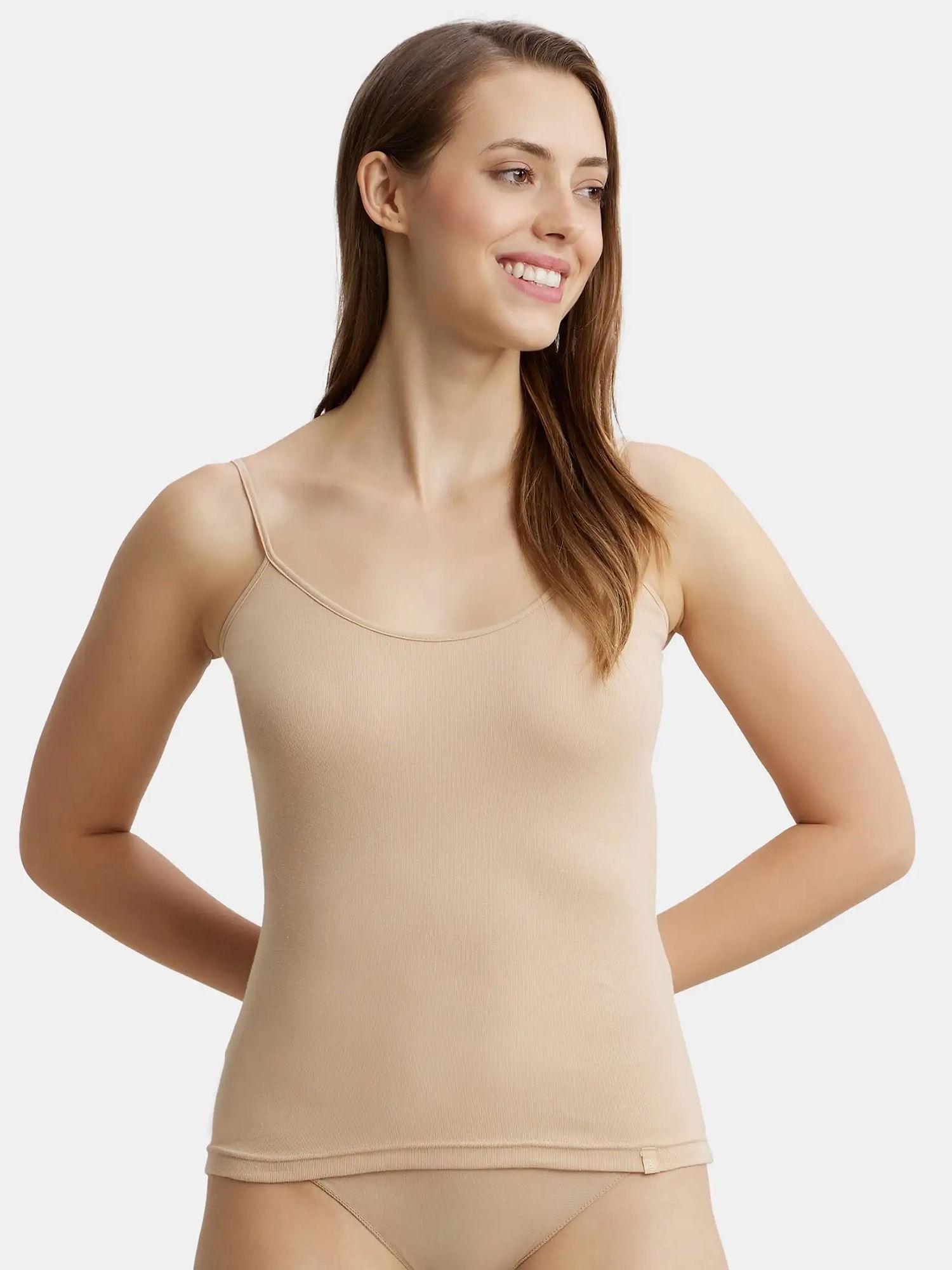 1487 women's combed cotton rib camisole with adjustable straps-nude