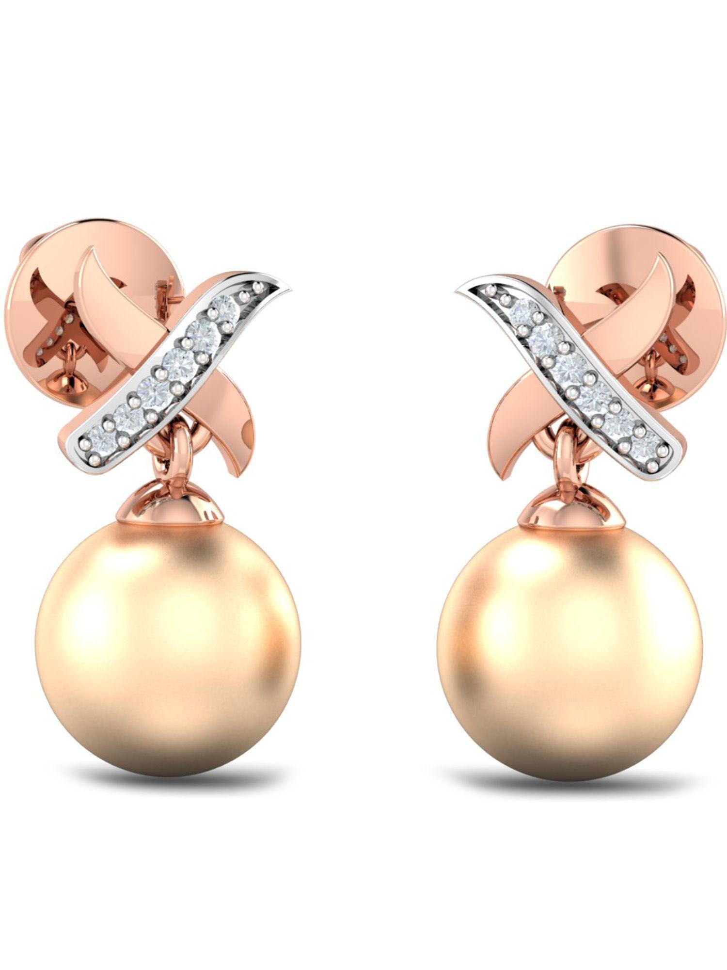 14k fidan pearl drop earrings for women and girls