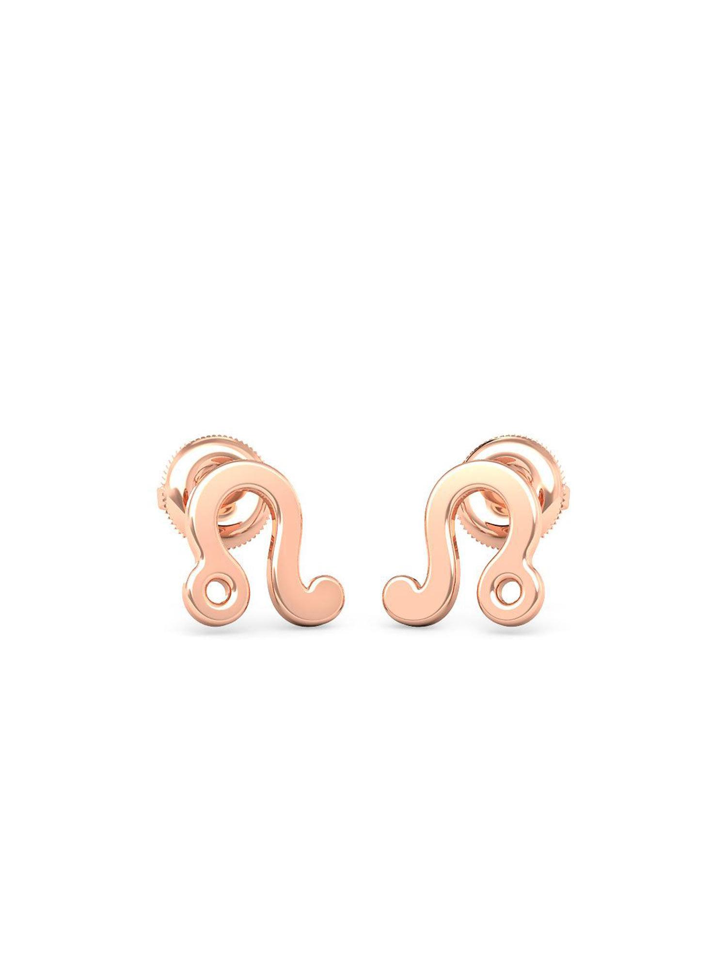 14k rose gold leo stud earring for women