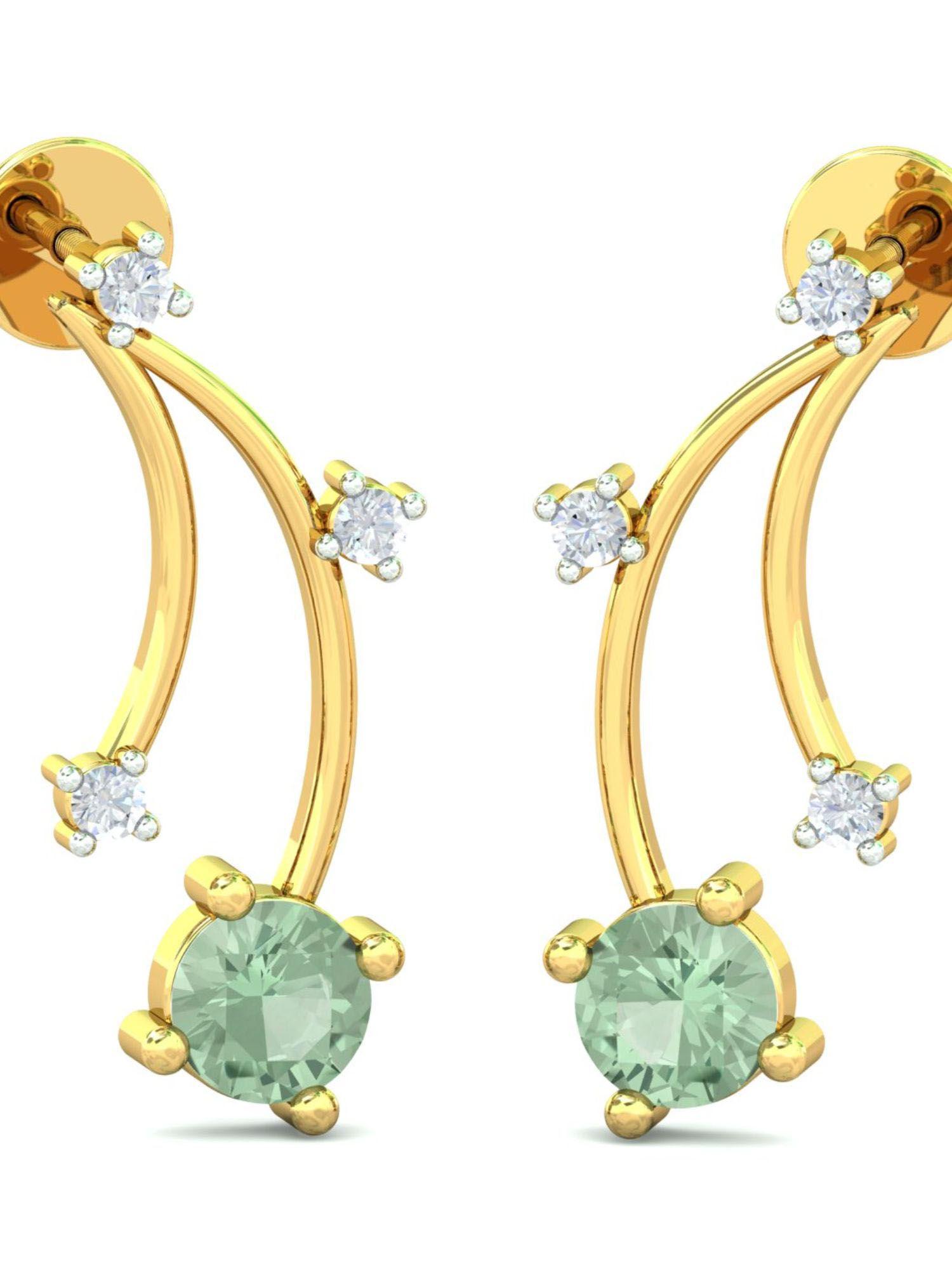 14k sleek stud earrings for women and girls