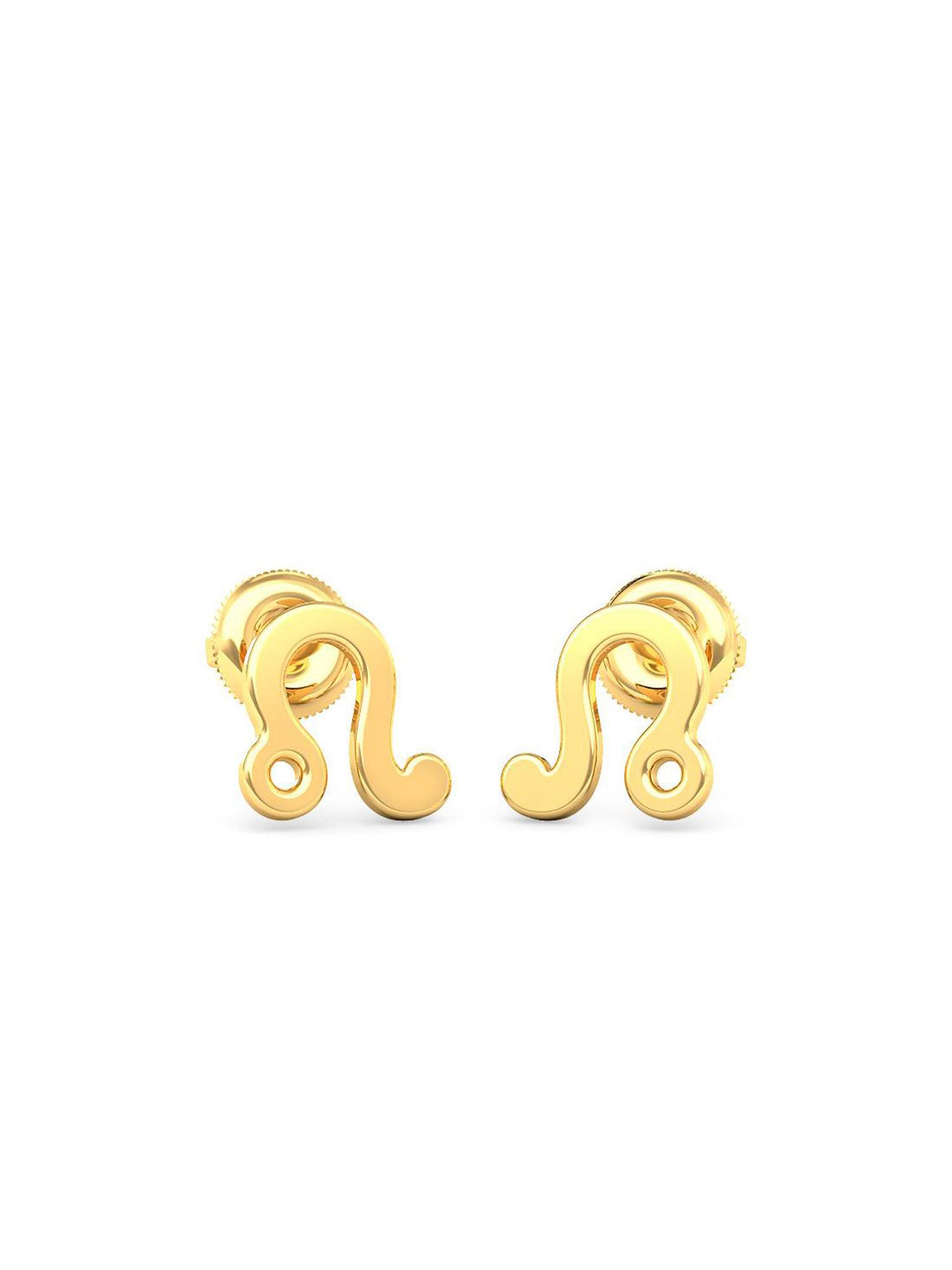 14k yellow gold leo stud earring for women