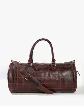 15" checked duffle bag with detachable strap