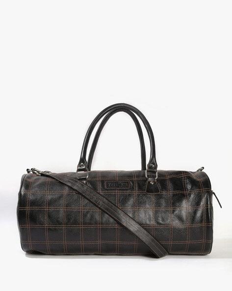 15" checked duffle bag with detachable strap