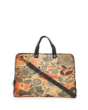 15" floral print laptop bag with detachable strap