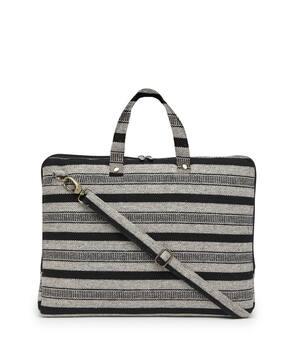 15" striped laptop bag with detachable strap