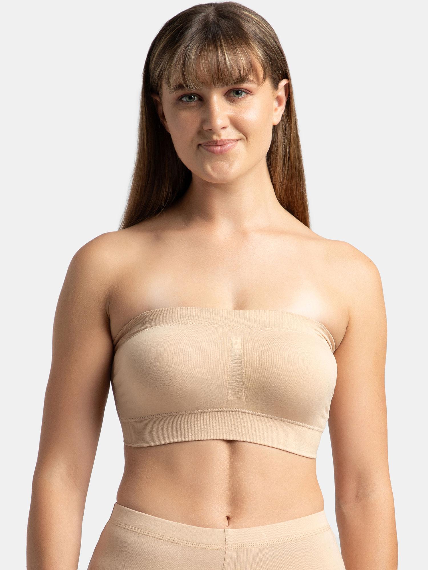 1545 wirefree padded nylon elastane full coverage bandeau bra - light skin