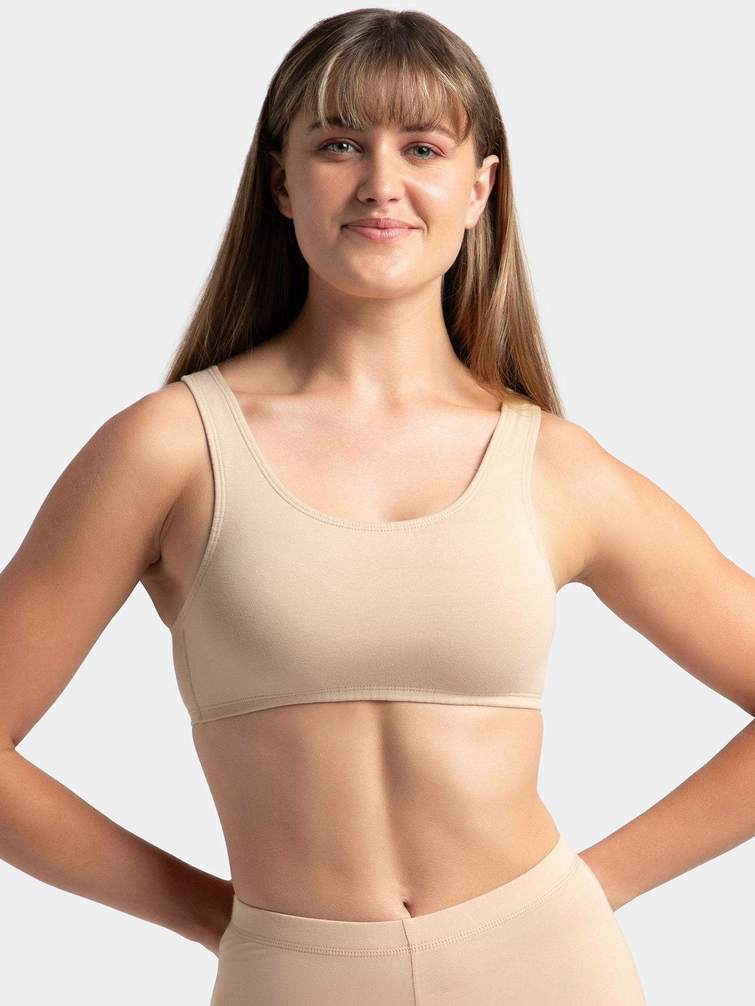 1582 women's cotton elastane slip on t-shirt bra with stay fresh treatment -nude