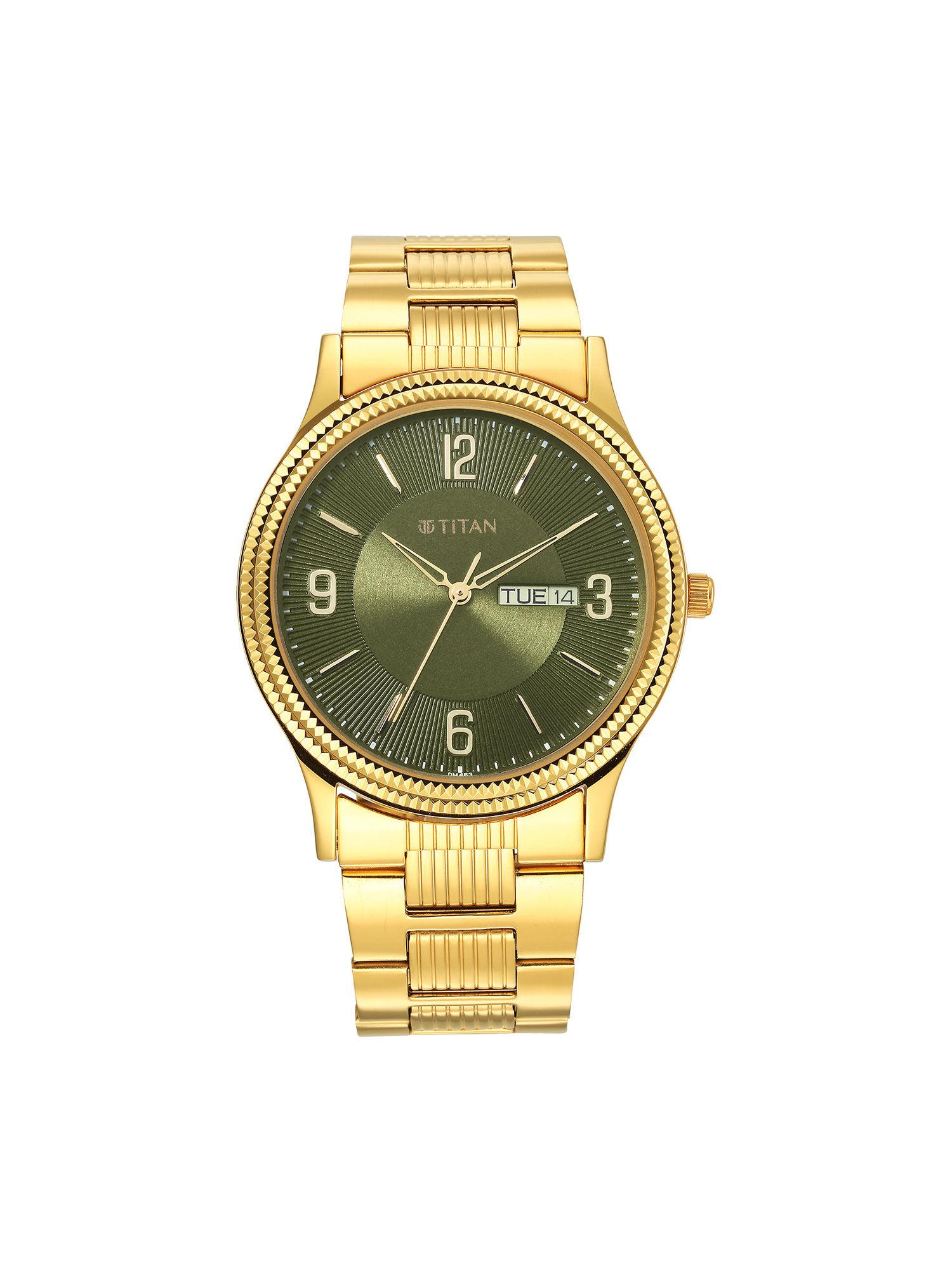 1650ym08-green dial analog watch for men