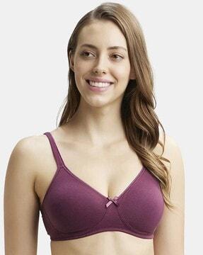 1722 wirefree non-padded super combed cotton elastane stretch medium coverage everyday bra with concealed shaper panel and adjustable straps