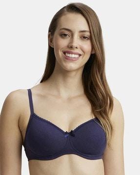 1723 wirefree padded cotton elastane medium coverage lace styling t-shirt bra