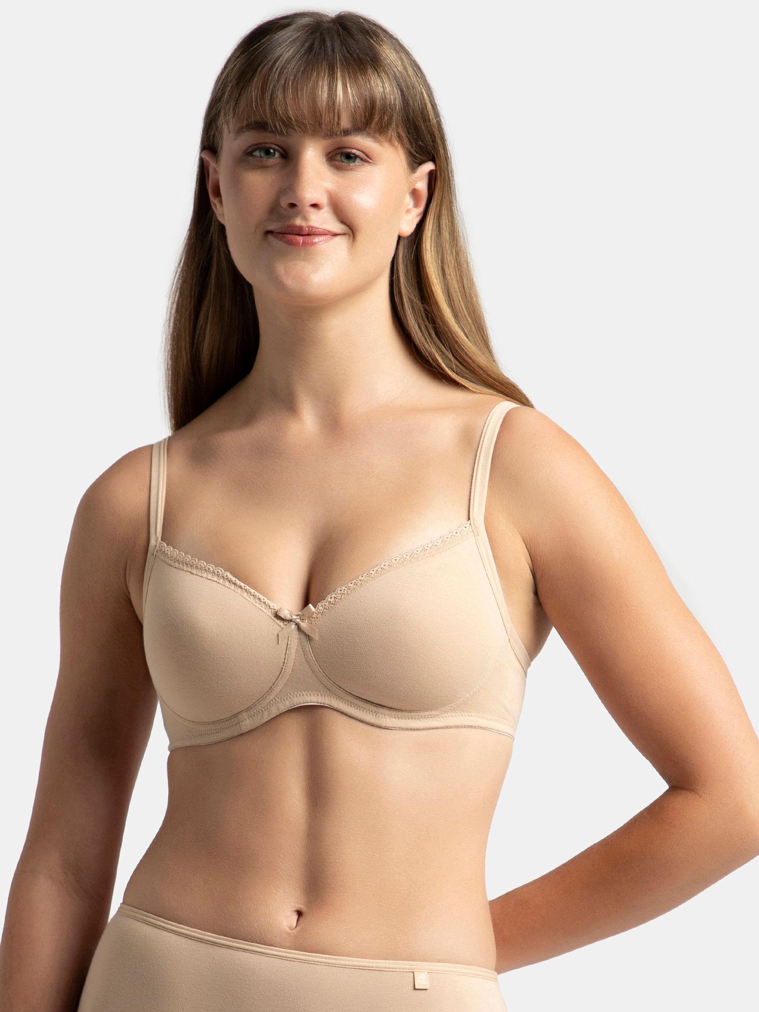 1723 wirefree padded cotton elastane medium coverage t-shirt bra - light skin