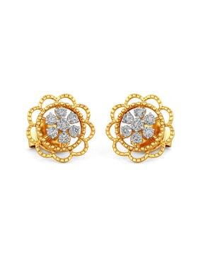 18 kt yellow-gold diamond floral stud earrings
