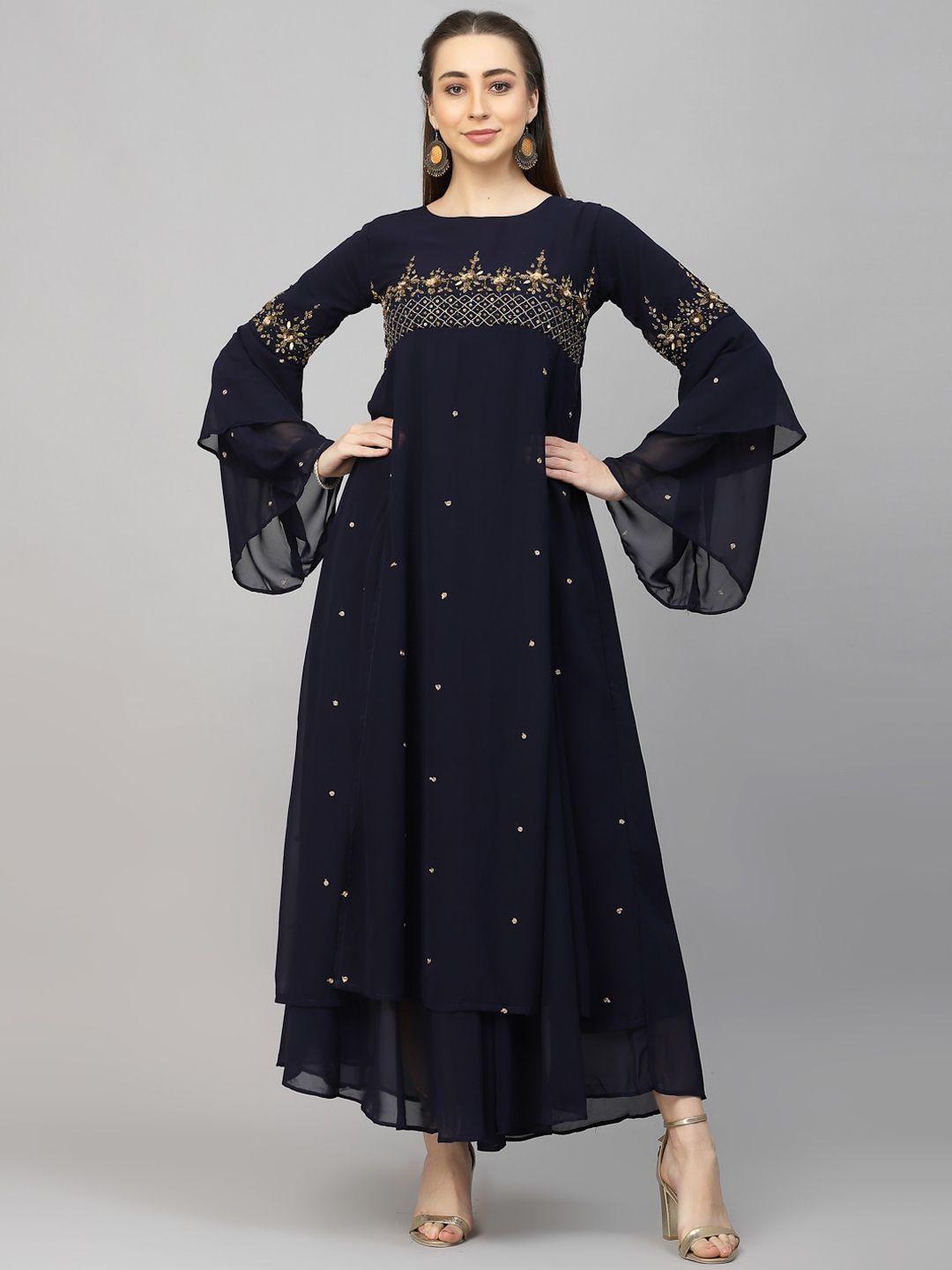 18 attitude embellished bell sleeves maxi ethnic dress