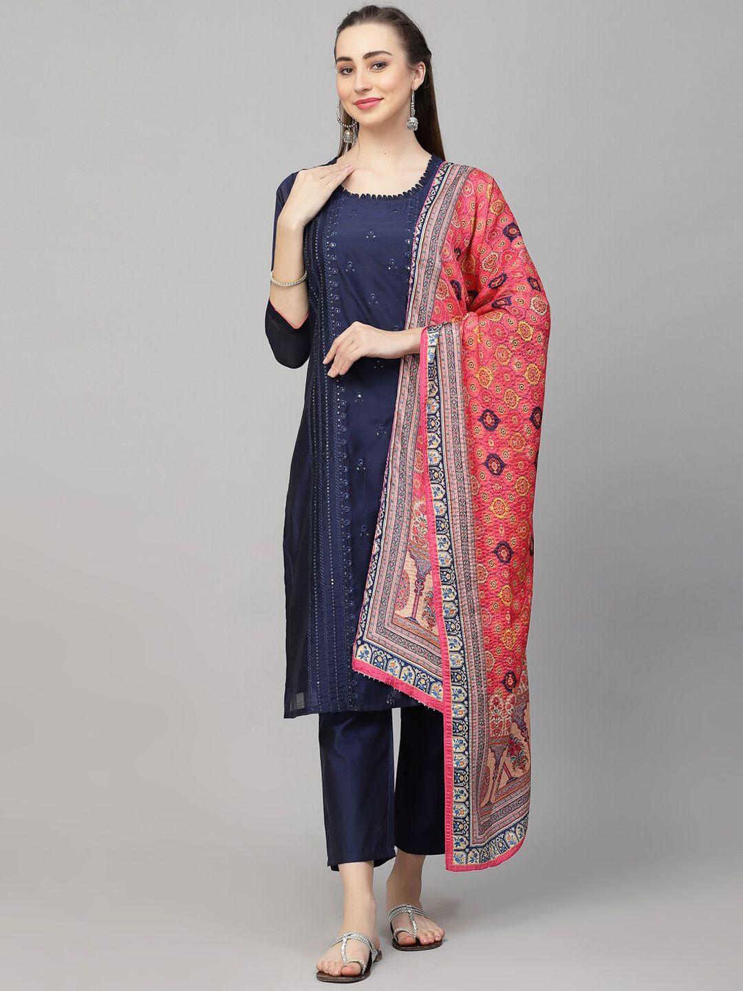 18 attitude ethnic motifs embroidered thread work chanderi silk kurta set