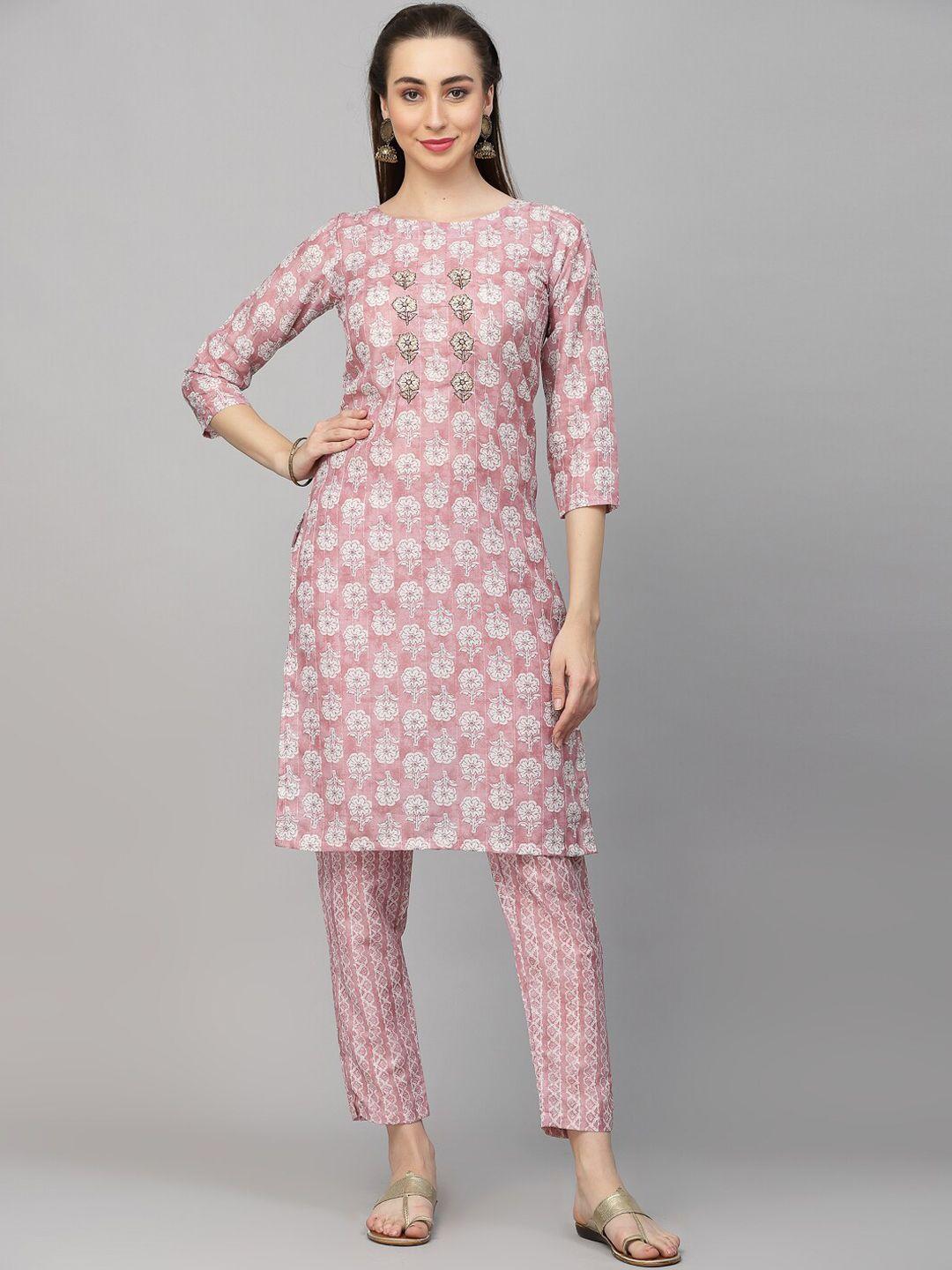 18 attitude floral printed regular beads and stones straight kurta with trousers