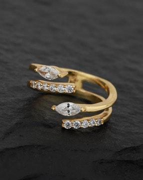 18 kt gold plated with cz adjustable ring - bz121775r
