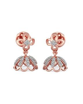 18 kt rose-gold diamond-studded jhumka earrings