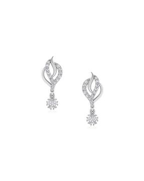 18 kt white gold diamond dangler earrings