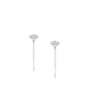 18 kt white gold diamond dangler earrings