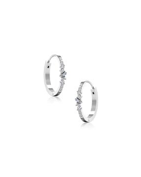 18 kt white gold diamond hoops earrings