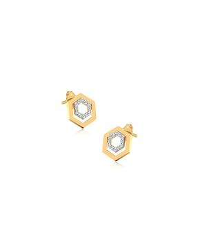 18 kt yellow gold diamond dangler earrings