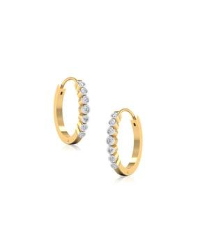 18 kt yellow gold diamond hoops earrings