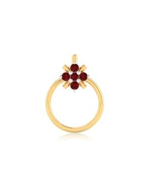18 kt yellow gold ruby nose pin