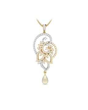 18 kt yellow gold the liselle diamond & gemstone pendant