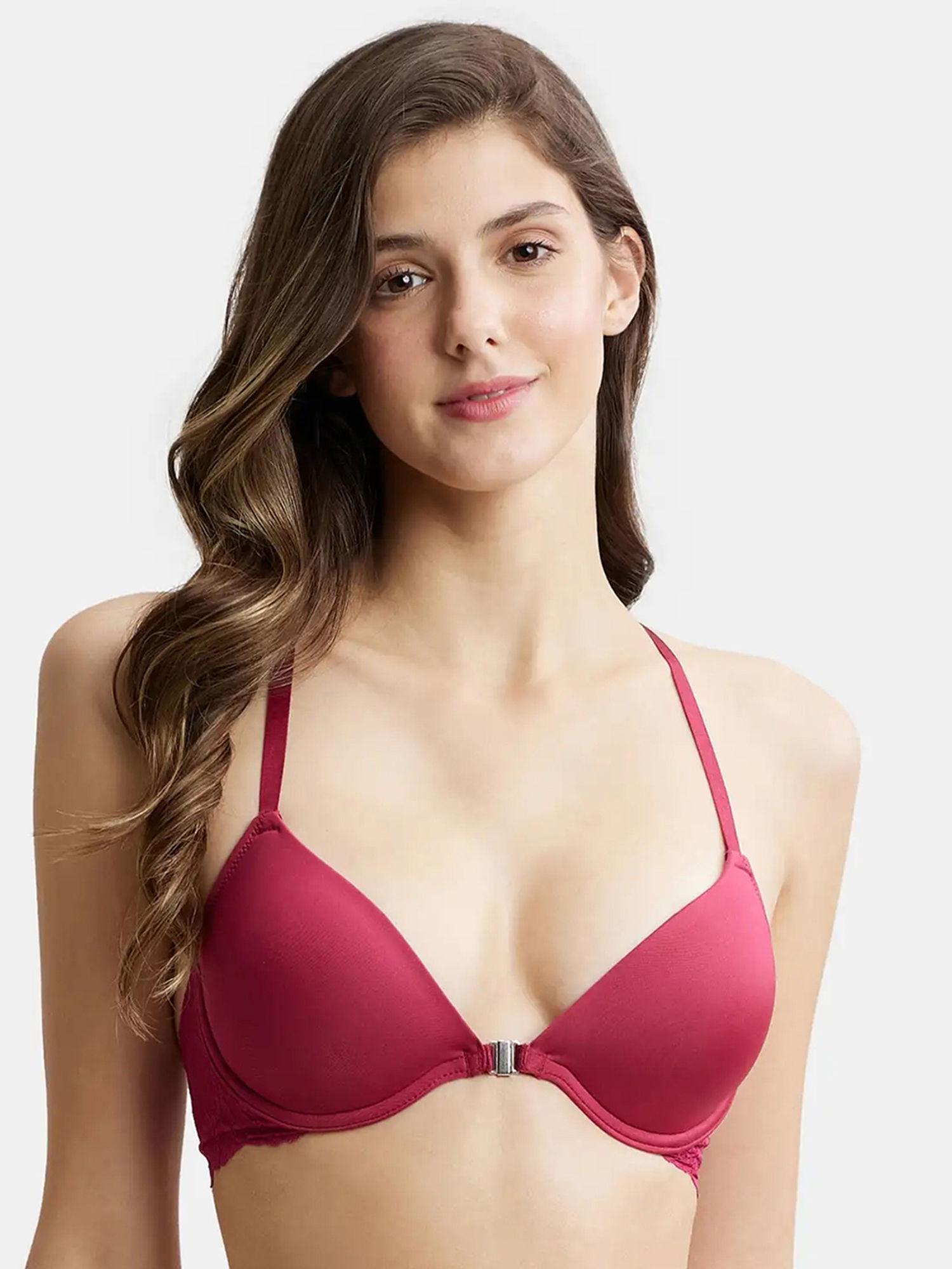 1815 women's front open underwired padded t-shirt bra pink