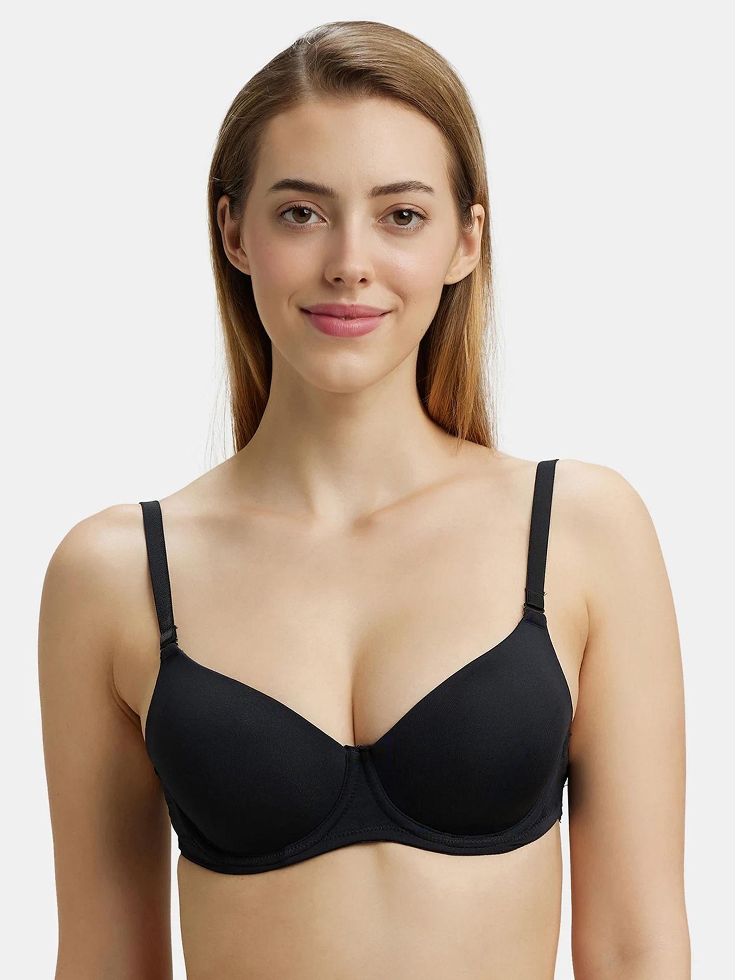 1832 women wired padded microfiber medium coverage multiway backless bra - black