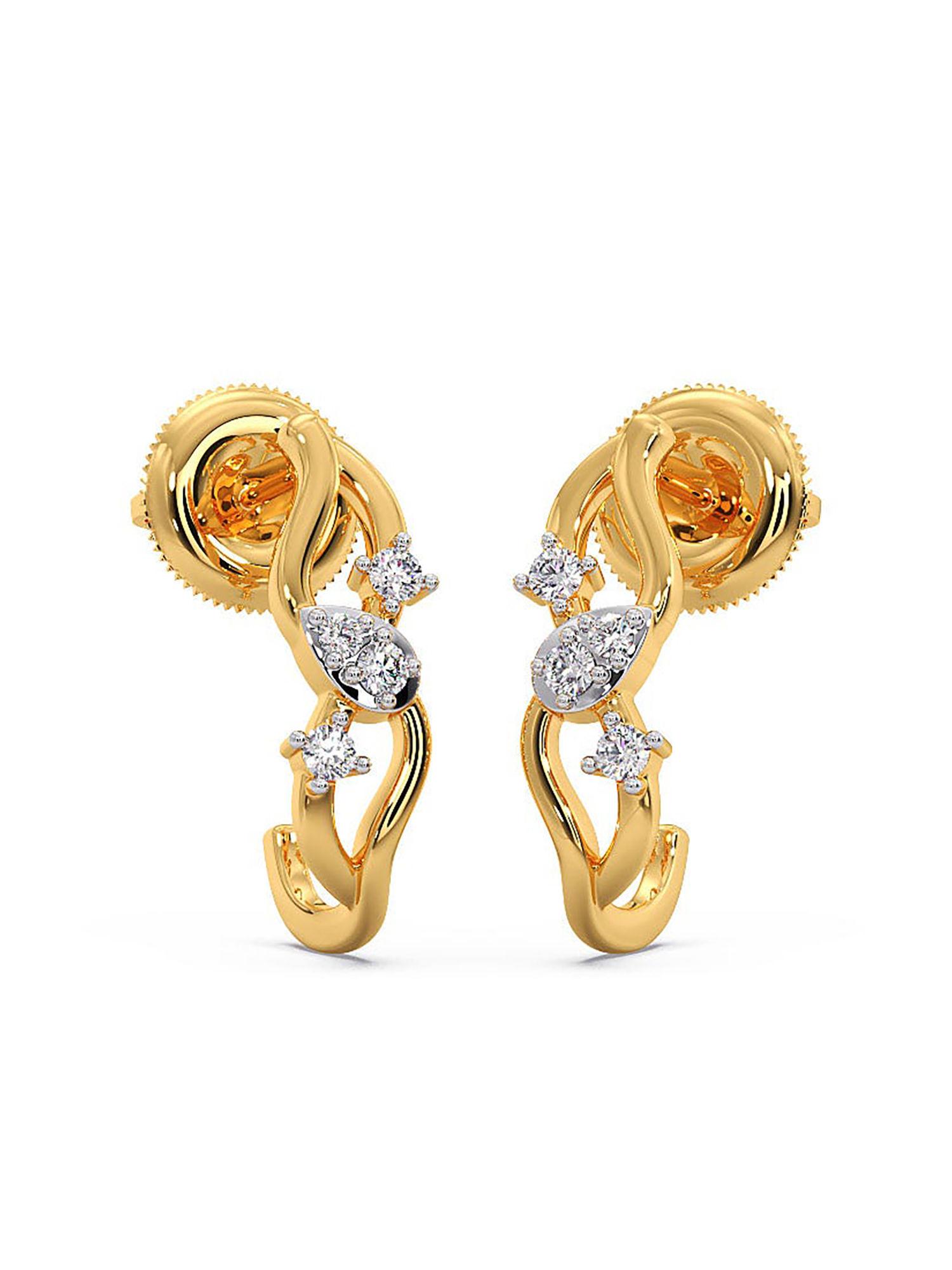 18k (750) bis hallmark yellow gold & certified diamond bali earring