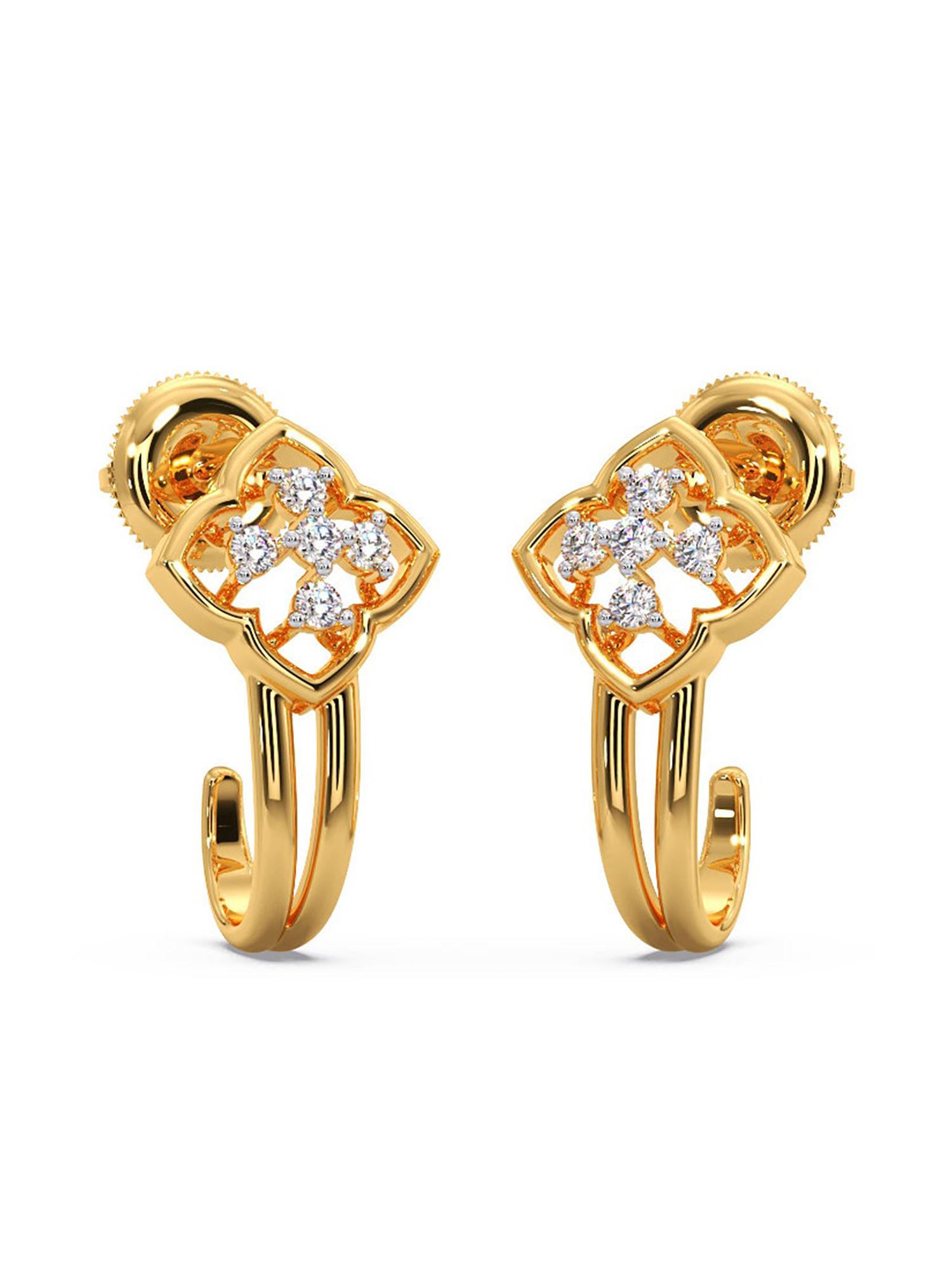 18k (750) bis hallmark yellow gold & certified diamond bali earring