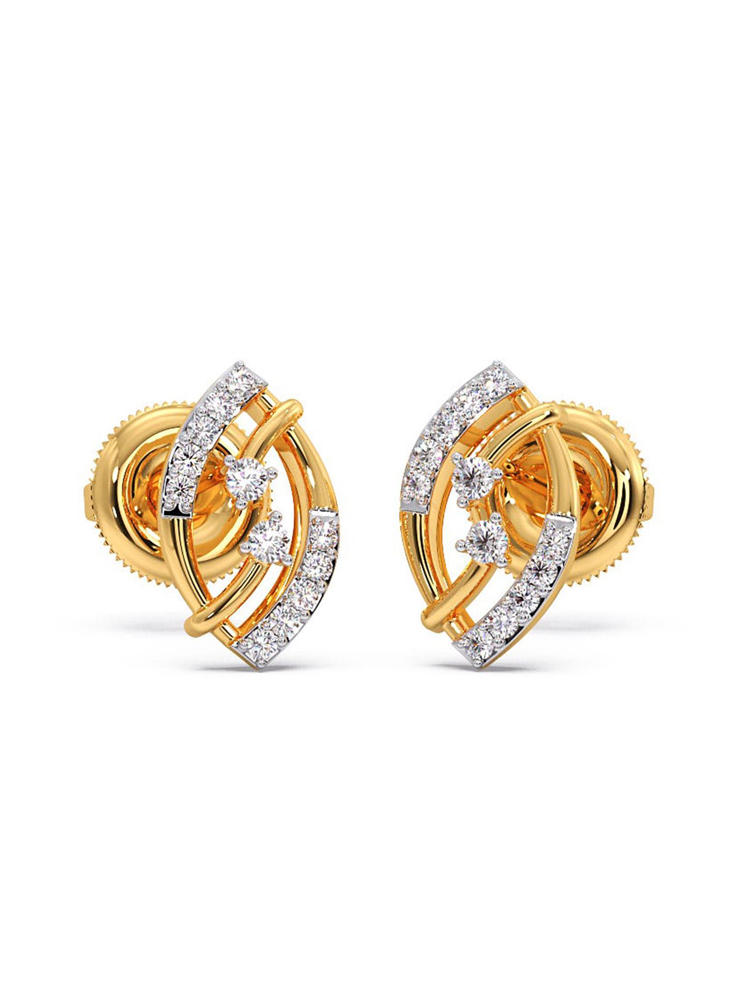 18k (750) bis hallmark yellow gold & certified diamond earring for women