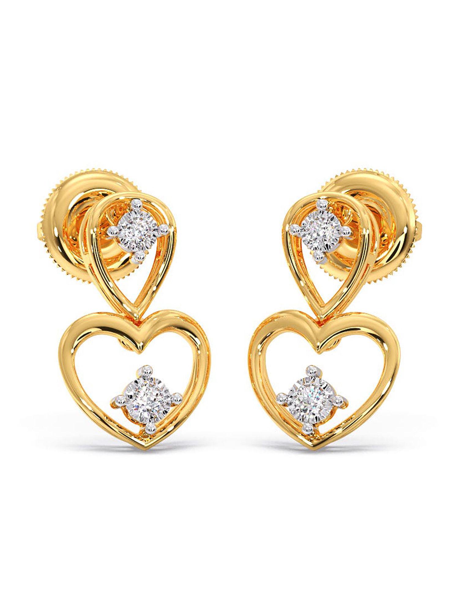 18k (750) bis hallmark yellow gold & certified diamond earring for women