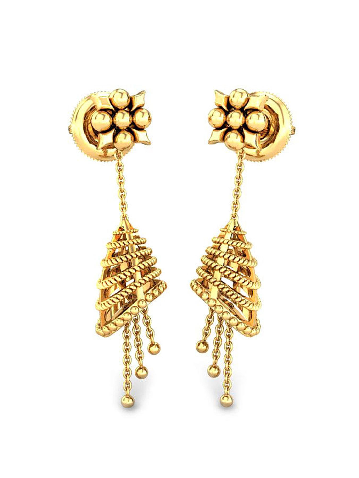 18k (750) bis hallmark yellow gold jhumki earring for women