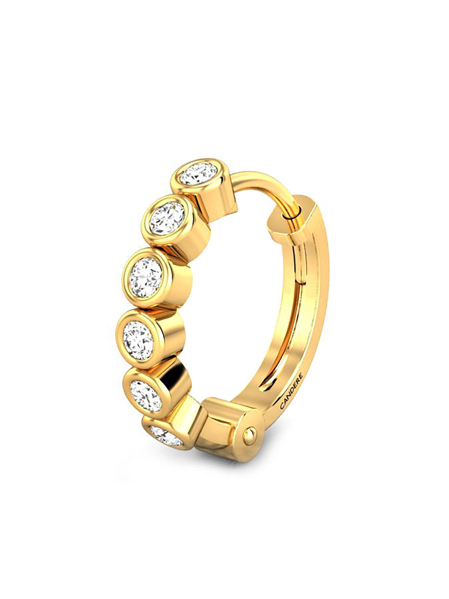 18k (750) yellow gold and diamond nose pin for women